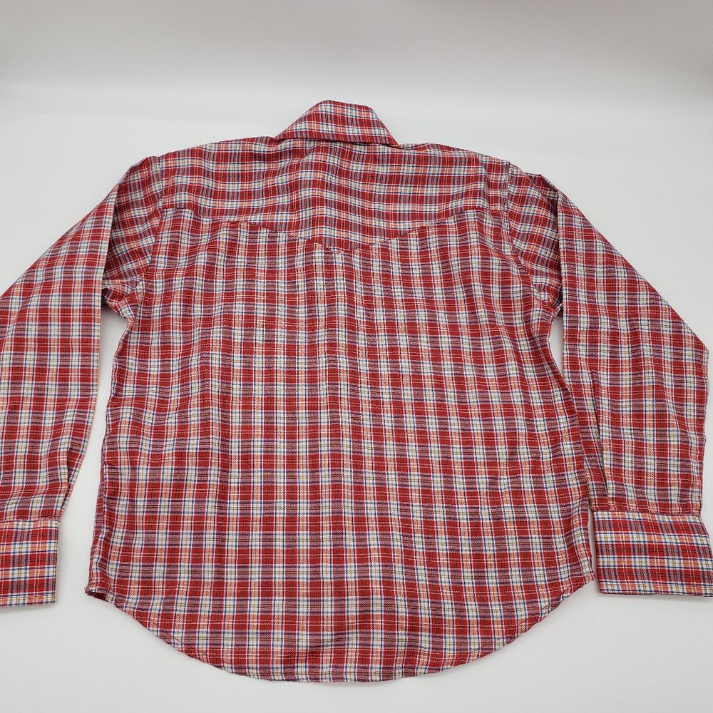 Krazy Kids Youth Red Plaid Long Sleeve Western Snap Down Shirt Medium - Picture 6 of 7